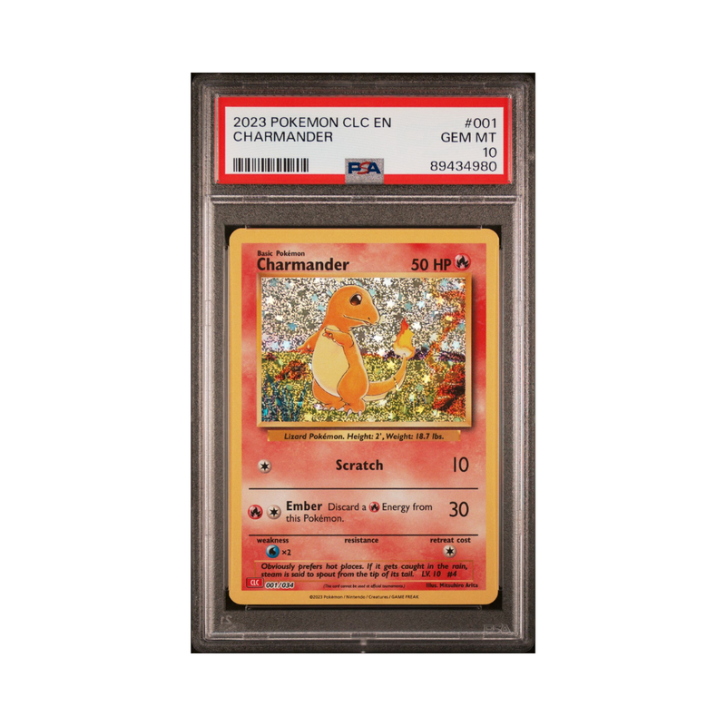 2023 POKEMON CLC-TRADING CARD GAME CLASSIC CHARIZARD & HO-OH ex DECK 001 CHARMANDER - PSA 10