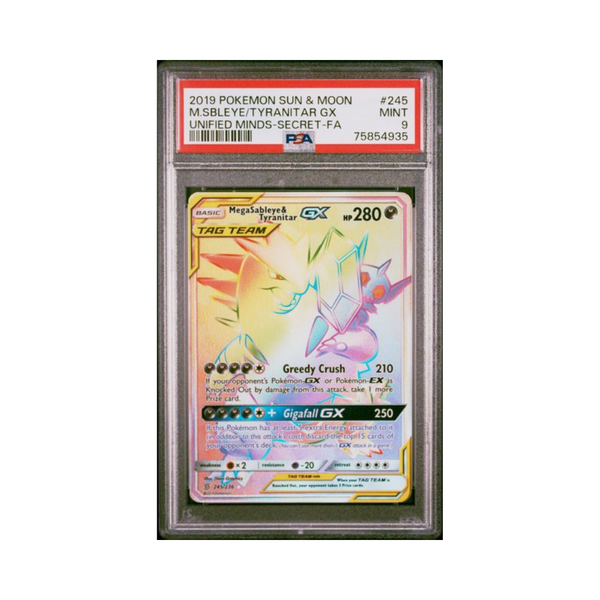 2019 Unified Minds - Mega Sableye & Tyranitar GX - PSA 9