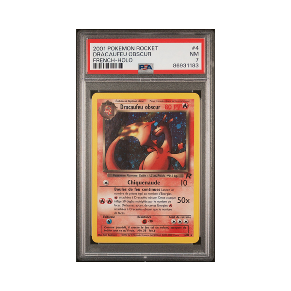 2001 Team Rocket French - Dracaufeu Obscur Holo 4 - PSA 7